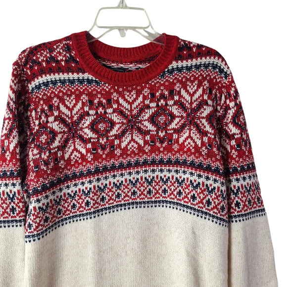 Abercrombie & Fitch VTG Men Medium Merino Wool Blend Fair Isle Pullover Sweater - Picture 3 of 10